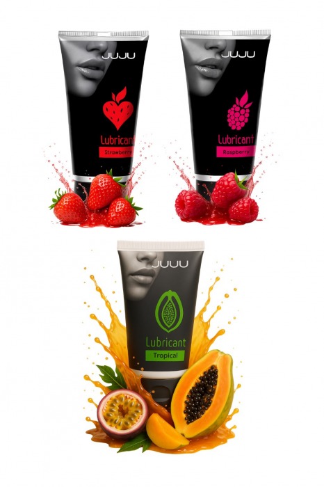 Набор из 3 съедобных лубрикантов JUJU (клубника, малина, тропические фрукты) - JuJu - купить с доставкой в Коврове