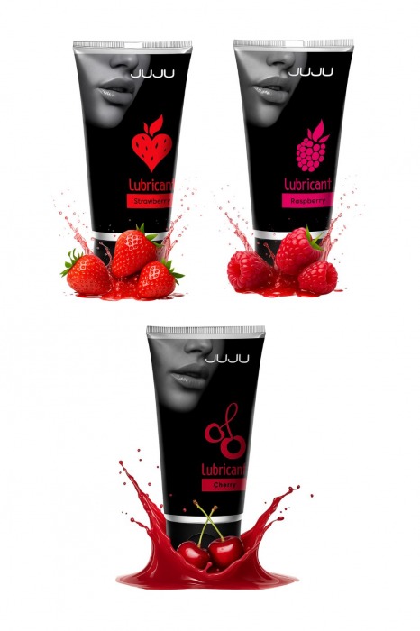 Набор из 3 съедобных лубрикантов JUJU (клубника, малина, вишня) - JuJu - купить с доставкой в Коврове