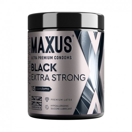 Черные утолщенные презервативы MAXUS Extra Strong с железным кейсом - 15 шт. - Maxus - купить с доставкой в Коврове