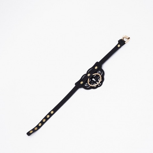 Черный чокер с клепками и золотистой фурнитурой - Crazy Handmade - купить с доставкой в Коврове