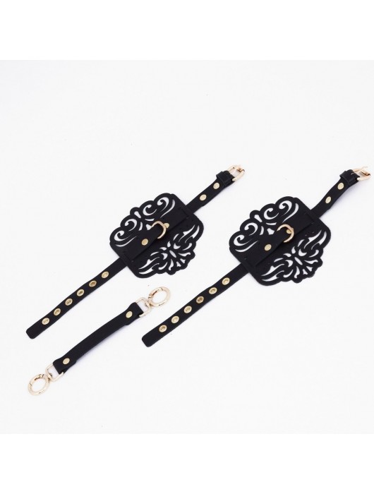 Черный фигурные оковы с золотистой фурнитурой - Crazy Handmade - купить с доставкой в Коврове