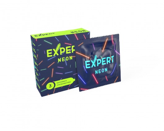 Светящиеся в темноте презервативы Expert Neon - 3 шт. - Expert - купить с доставкой в Коврове