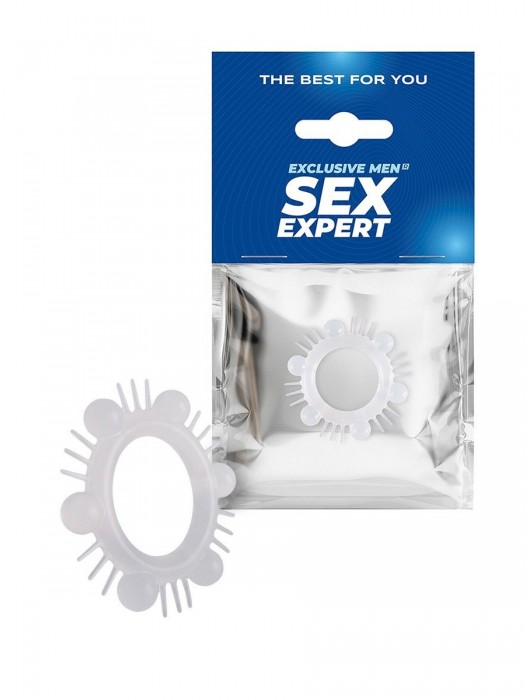 Эластичное эрекционное кольцо с шипиками и шариками - Sex Expert - в Коврове купить с доставкой