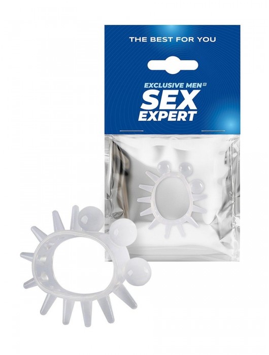 Эластичное эрекционное кольцо с шариками и лучами - Sex Expert - в Коврове купить с доставкой