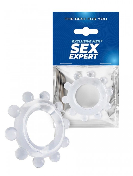 Прозрачное эрекционное кольцо со стимулирующими шариками - Sex Expert - в Коврове купить с доставкой