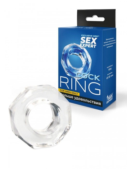 Прозрачное эрекционное кольцо в форме гайки - Sex Expert - в Коврове купить с доставкой