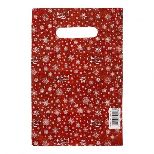 Красный подарочный новогодний пакет с вырубной ручкой (20х30 см) - Сима-Ленд - купить с доставкой в Коврове