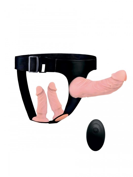 Женский страпон с 3 насадками и вибрацией - Erowoman-Eroman - купить с доставкой в Коврове