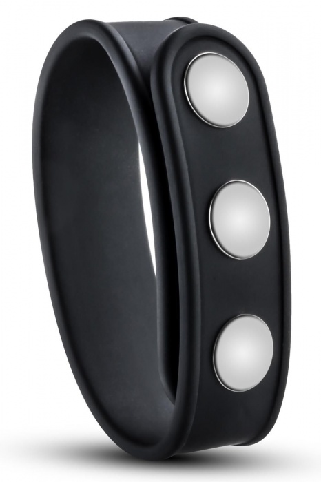 Черное эрекционное кольцо на кнопках - Blush Novelties - в Коврове купить с доставкой