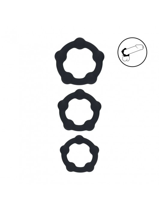 Набор из 3 эрекционных колец Beaded Silicone Cockring Set - Shots Media BV - в Коврове купить с доставкой