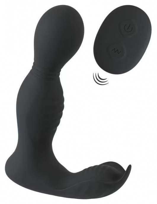Черная анальная пробка с вибрацией, вращением и пультом ДУ RC Butt Plug with 2 Functions - Orion - в Коврове купить с доставкой