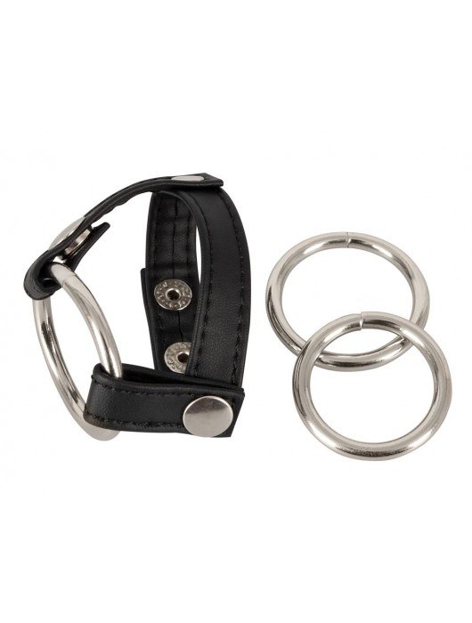 Подхват для мошонки с 3 съемными эрекционными кольцами Leder-Riemen - Orion - в Коврове купить с доставкой