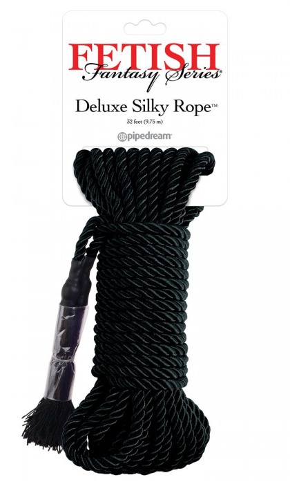 Черная веревка для фиксации Deluxe Silky Rope - 9,75 м. - Pipedream - купить с доставкой в Коврове