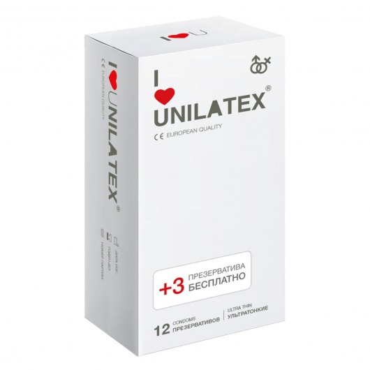 Ультратонкие презервативы Unilatex Ultra Thin - 12 шт. + 3 шт. в подарок - Unilatex - купить с доставкой в Коврове