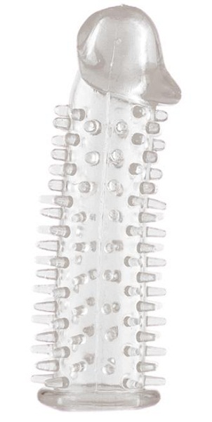 Прозрачная насадка на половой член с закрытой головкой и шипами - 12,5 см. - Toyfa Basic - в Коврове купить с доставкой