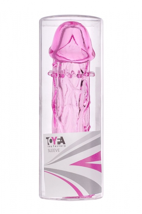 Гладкая розовая насадка с усиками под головкой - 12,5 см. - Toyfa Basic - в Коврове купить с доставкой