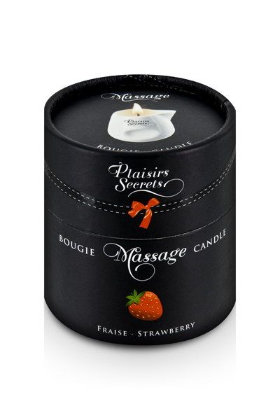 Массажная свеча с ароматом клубники Bougie de Massage Gourmande Fraise - 80 мл. - Plaisir Secret - купить с доставкой в Коврове
