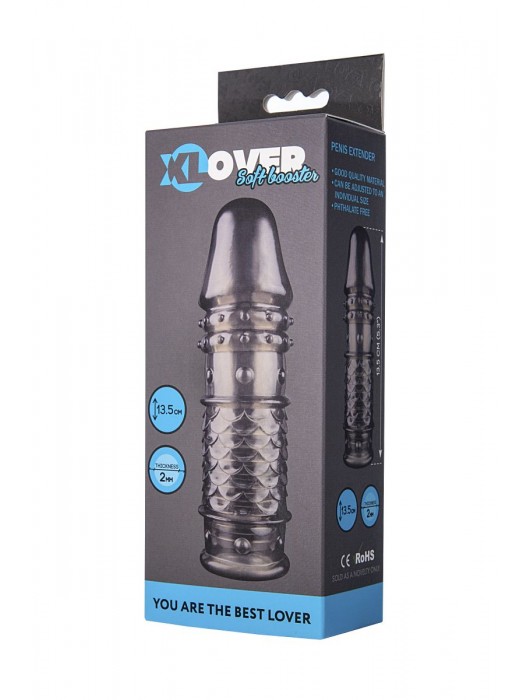 Дымчатая закрытая насадка ToyFa XLover с чешуйками и пупырышками - 13,5 см. - ToyFa - в Коврове купить с доставкой