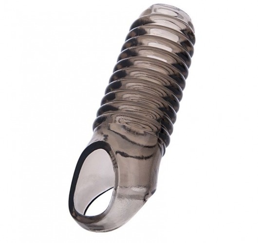 Дымчатая насадка с рёбрышками и подхватом мошонки ToyFa XLover - 12,5 см. - ToyFa - в Коврове купить с доставкой