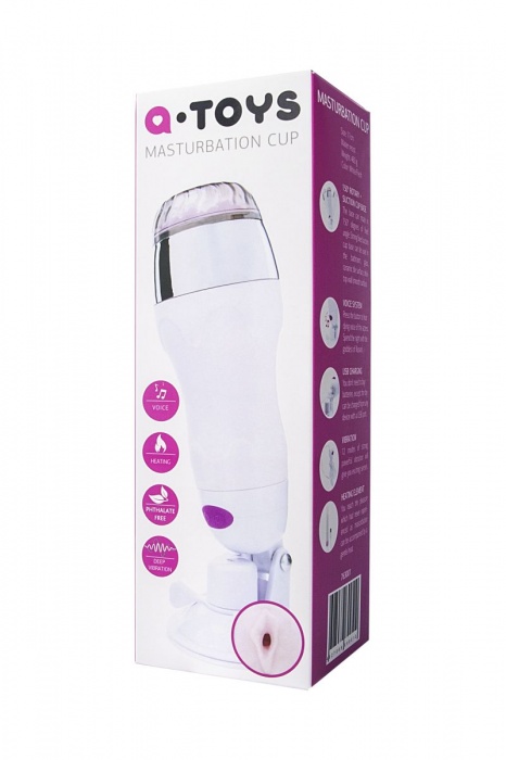 Мастурбатор-вагина в белой колбе с присоской и функцией нагрева - A-toys - в Коврове купить с доставкой