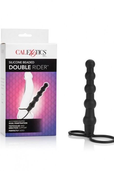 Насадка на пенис для двойного проникновения Silicone Beaded Double Rider - 14 см. - California Exotic Novelties - в Коврове купить с доставкой