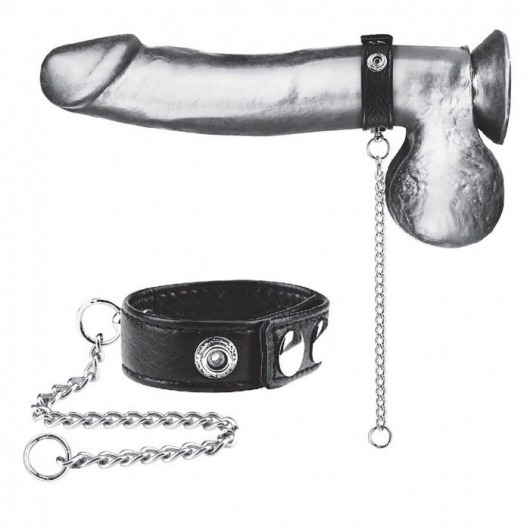 Утяжка на пенис с поводком Snap Cock Ring With 12  Leash - BlueLine - купить с доставкой в Коврове