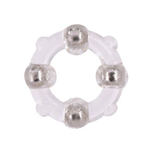 Эрекционное кольцо с 4 бусинами MENZSTUFF STUD RING CLEAR - Dream Toys - в Коврове купить с доставкой