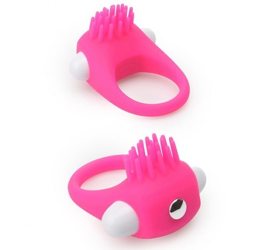 Розовое эрекционное кольцо с щеточкой LIT-UP SILICONE STIMU RING 5 - Dream Toys - в Коврове купить с доставкой