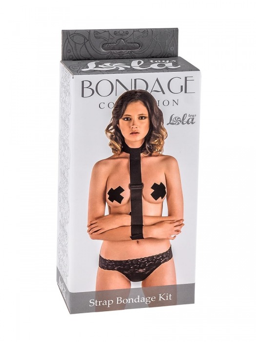 Ошейник с длинной лентой и наручниками Strap Bondage Kit One Size - Lola Games - купить с доставкой в Коврове