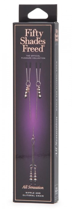 Золотистые зажимы для сосков и клитора All Sensation Nipple and Clitoral Chain - Fifty Shades of Grey - купить с доставкой в Коврове