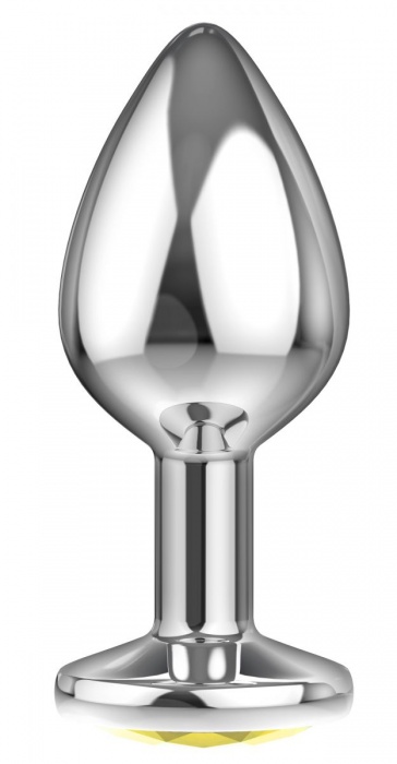 Большая серебристая анальная пробка Diamond Yellow Sparkle Large с жёлтым кристаллом - 8 см. - Lola Games - купить с доставкой в Коврове