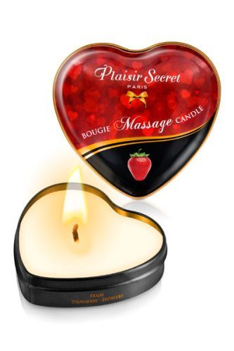 Массажная свеча с ароматом клубники Bougie Massage Candle - 35 мл. - Plaisir Secret - купить с доставкой в Коврове