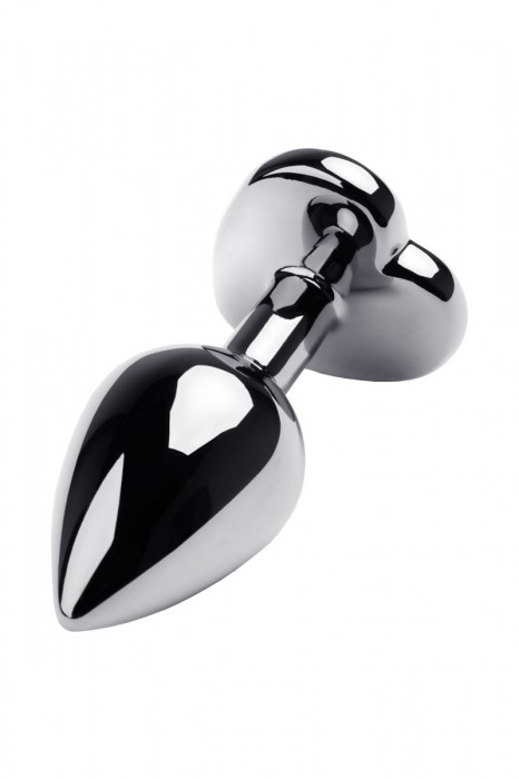 Серебристая анальная пробка с прозрачным кристаллом-сердцем - 8 см. - ToyFa - купить с доставкой в Коврове
