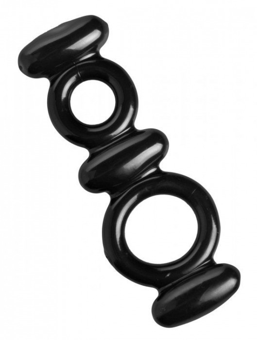 Двойное эрекционное кольцо Dual Stretch To Fit Cock and Ball Ring - XR Brands - в Коврове купить с доставкой