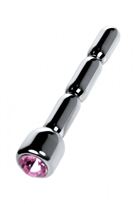 Серебристый уретральный плаг со стразом - 7 см. - ToyFa - купить с доставкой в Коврове