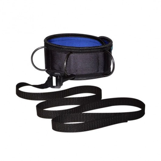 Чёрно-синий неопреновый ошейник с поводком - Sitabella - купить с доставкой в Коврове