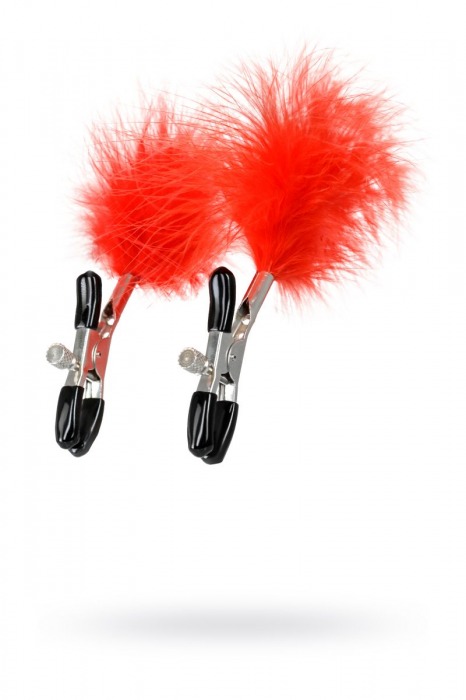 Зажимы для сосков с красным пухом Theatre - ToyFa - купить с доставкой в Коврове