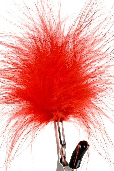 Зажимы для сосков с красным пухом Theatre - ToyFa - купить с доставкой в Коврове