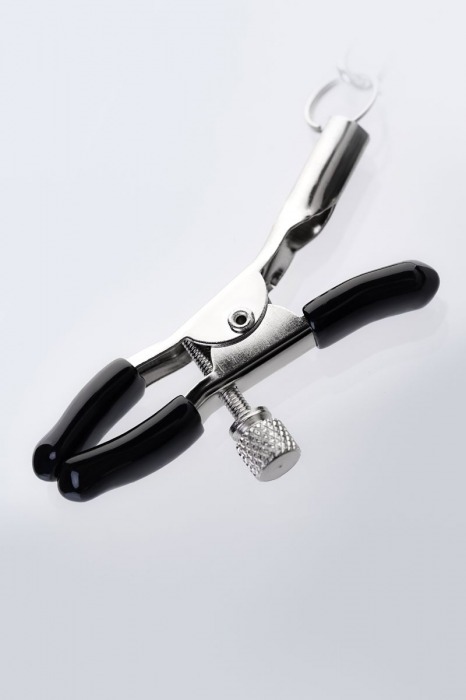 Серебристо-чёрные зажимы для сосков с кольцом для пениса TOYFA Metal - ToyFa - купить с доставкой в Коврове